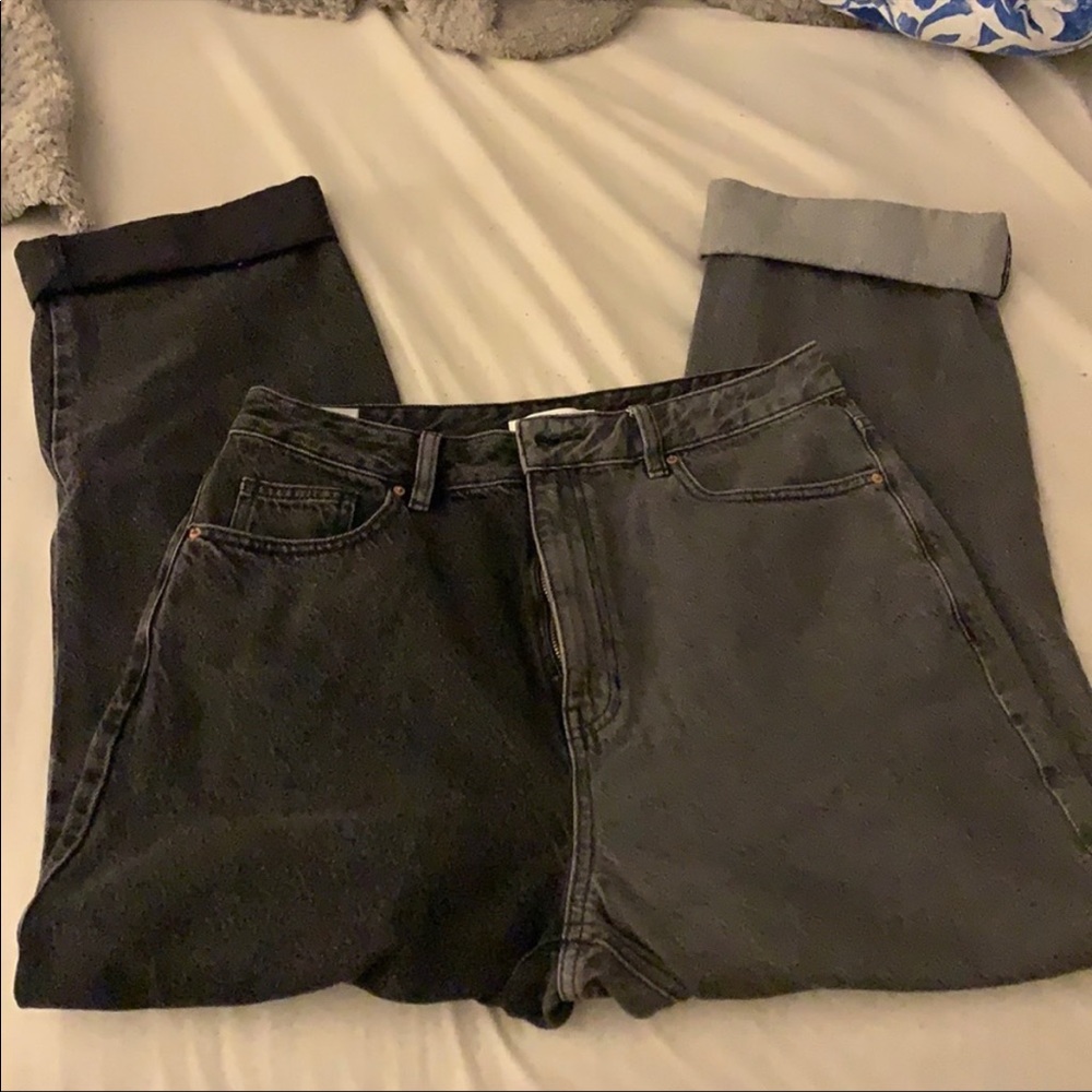 PacSun two tone split grey black straight leg jeans